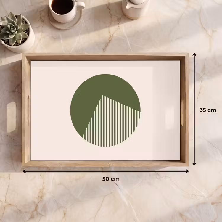 Dienblad - Cirkel - Strepen - Geometrisch - Abstract - Groen — 9