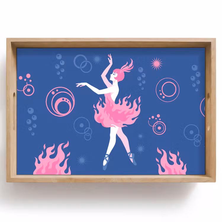 Dienblad - Danseres - Vlammenrok - Abstract - Roze - Blauw — 1