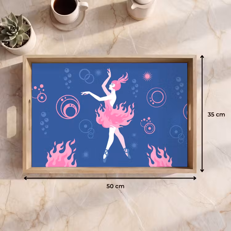 Dienblad - Danseres - Vlammenrok - Abstract - Roze - Blauw — 9