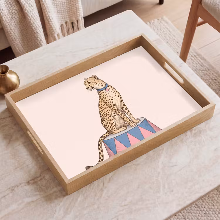 Dienblad - Dieren - Circus - Illustratie - Vintage - Roze — 2