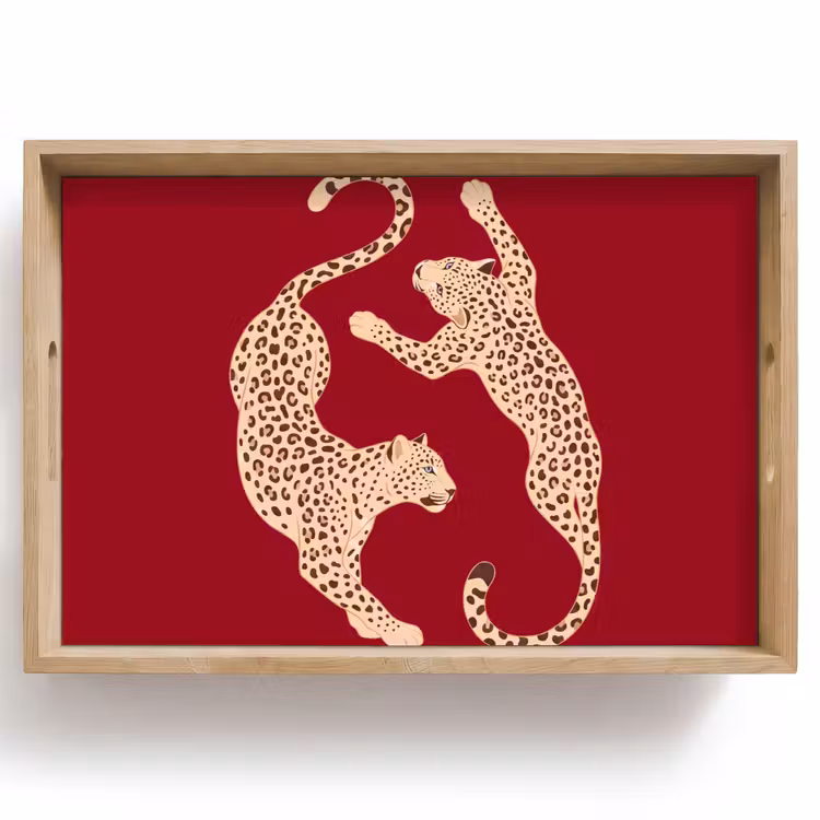 Dienblad - Dieren - Luipaard - Abstract - Rood - Modern — 1
