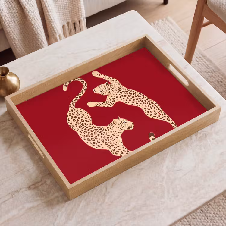 Dienblad - Dieren - Luipaard - Abstract - Rood - Modern — 2