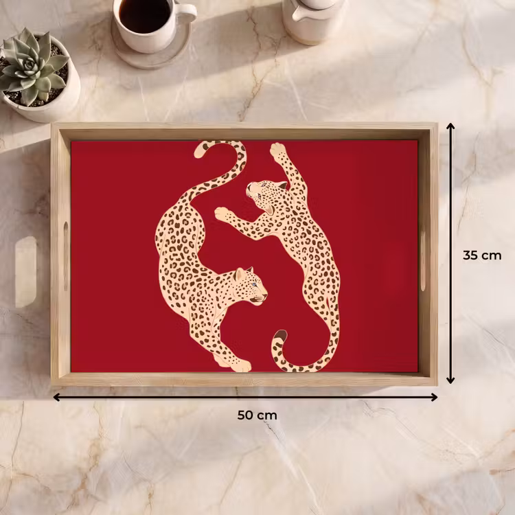 Dienblad - Dieren - Luipaard - Abstract - Rood - Modern — 9