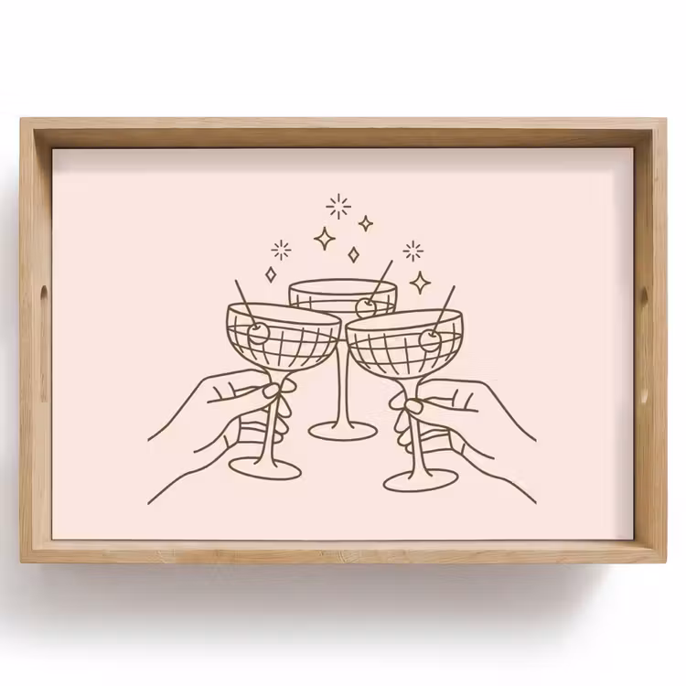 Dienblad - Drankjes - Feest - Proosten - Minimalistisch - Groen — 1