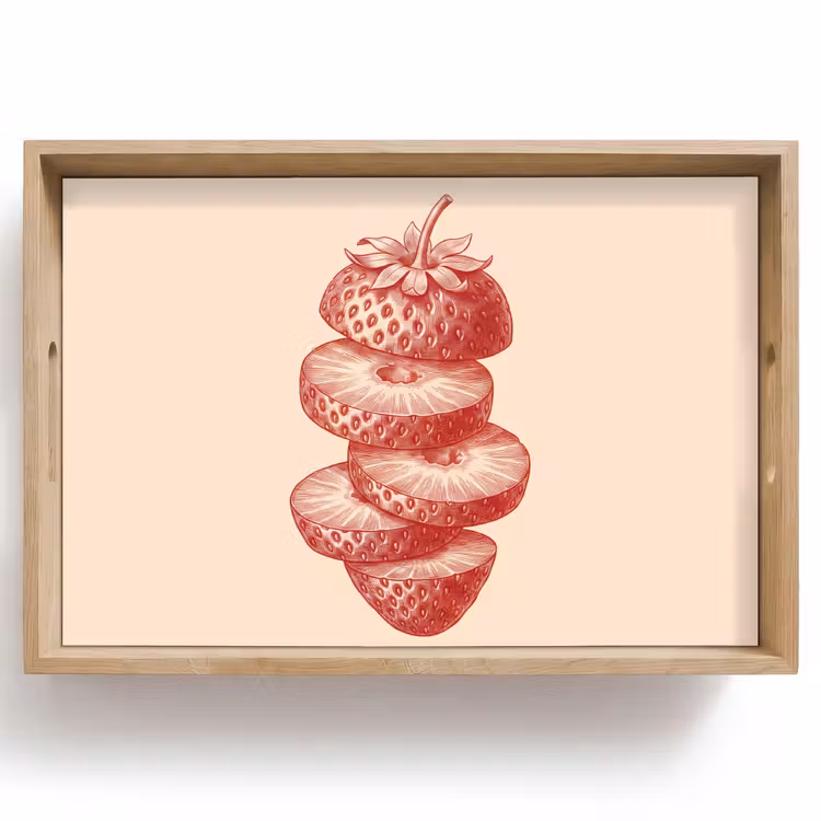 Dienblad - Fruit - Gesneden - Illustratie - Rood - Vintage — 1