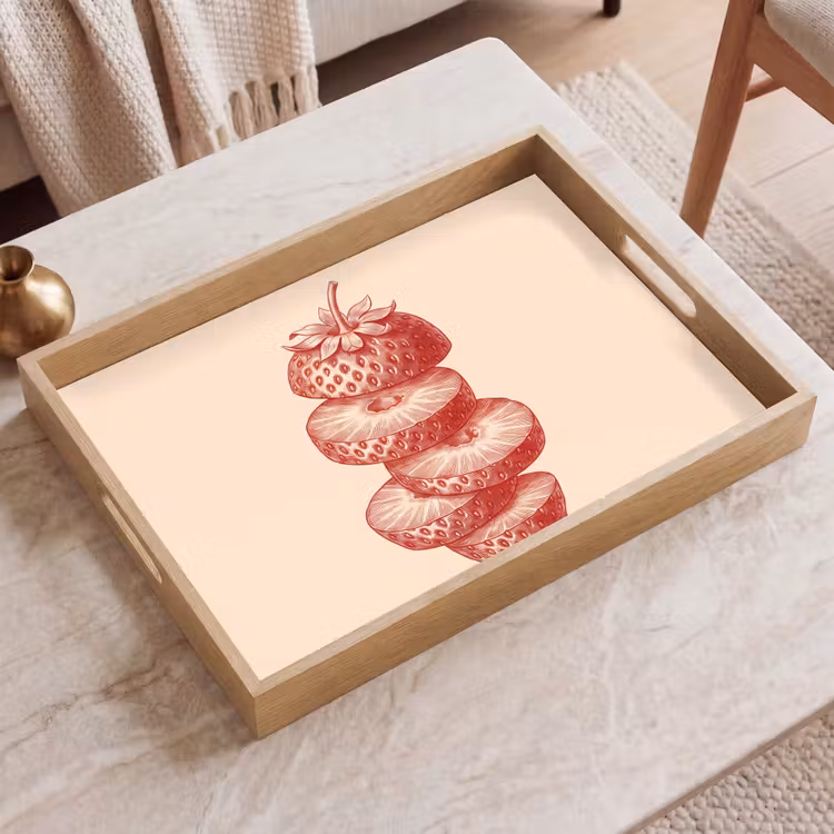 Dienblad - Fruit - Gesneden - Illustratie - Rood - Vintage — 2