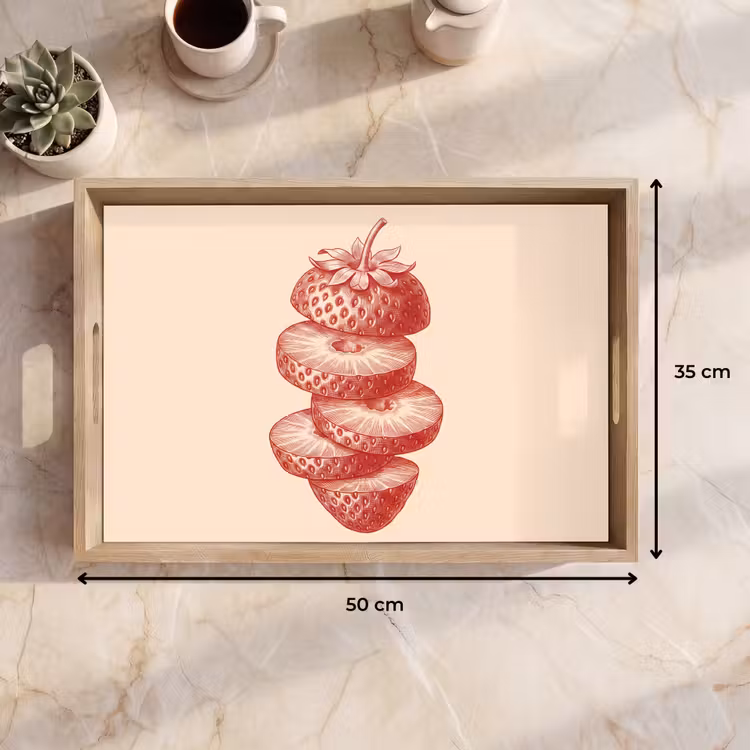 Dienblad - Fruit - Gesneden - Illustratie - Rood - Vintage — 9