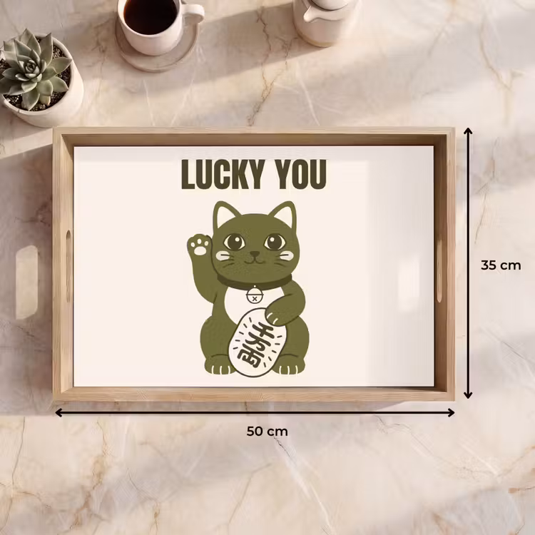 Dienblad - Kat - Geluk - Dieren - Modern - Groen — 9