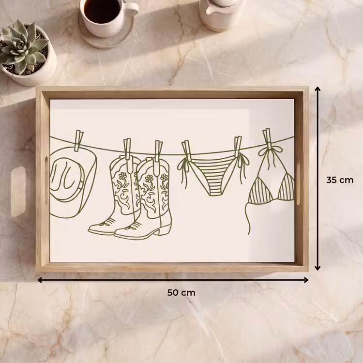 Dienblad - Kleding - Waslijn - Zomer - Lijntekening - Groen — 9