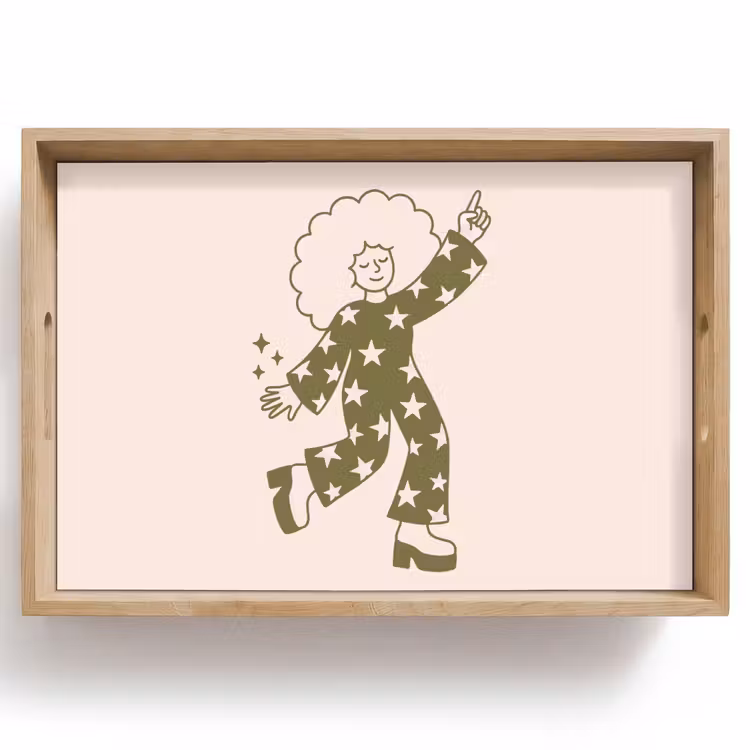 Dienblad - Mensen - Dansend - Feest - Vintage - Groen — 1