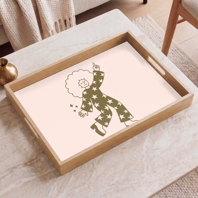 Dienblad - Mensen - Dansend - Feest - Vintage - Groen — 2