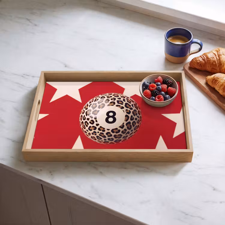 Dienblad - Spel - Dierenprint - Nummer 8 - Modern - Rood — 4