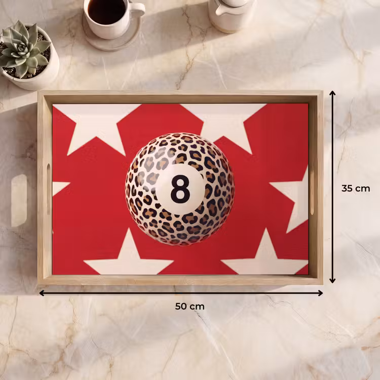 Dienblad - Spel - Dierenprint - Nummer 8 - Modern - Rood — 9