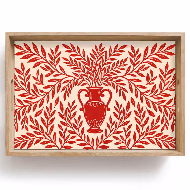 Dienblad - Vaas - Planten - Decoratie - Abstract - Rood — 1