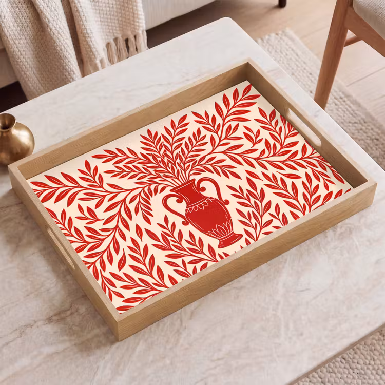 Dienblad - Vaas - Planten - Decoratie - Abstract - Rood — 2