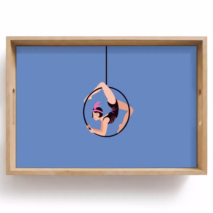 Dienblad - Vrouw - Aerial hoop - Art deco - Illustratie - Blauw — 1