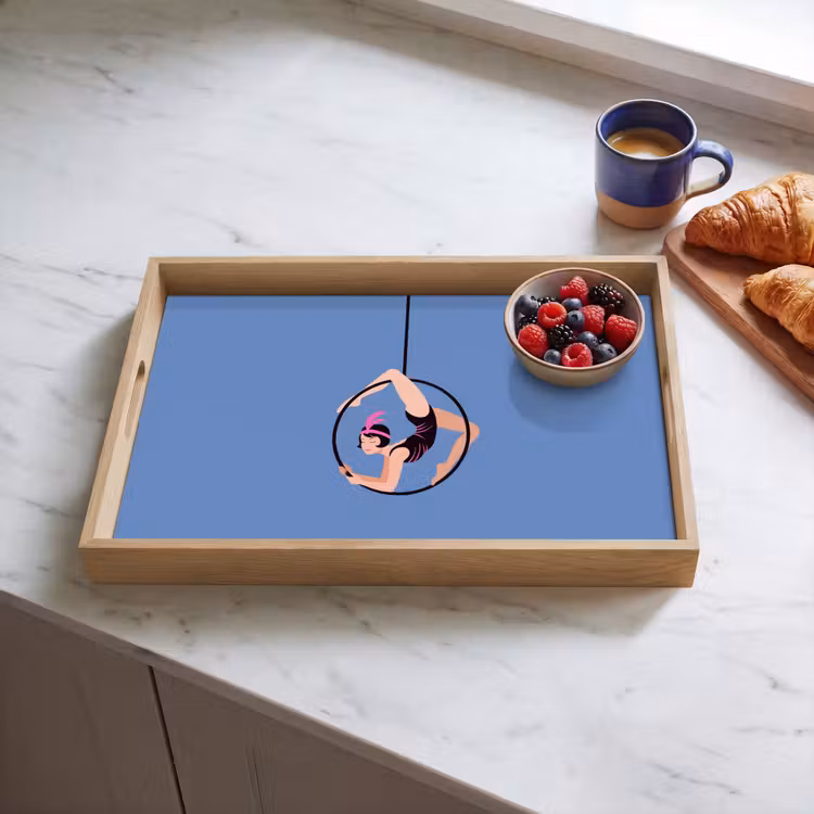Dienblad - Vrouw - Aerial hoop - Art deco - Illustratie - Blauw — 4