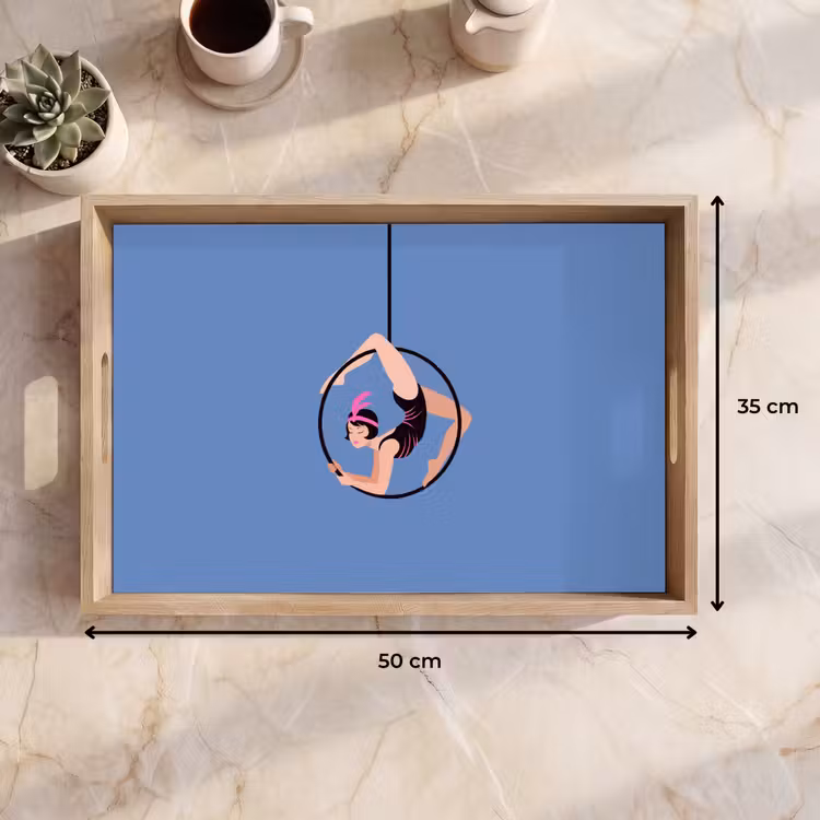 Dienblad - Vrouw - Aerial hoop - Art deco - Illustratie - Blauw — 9