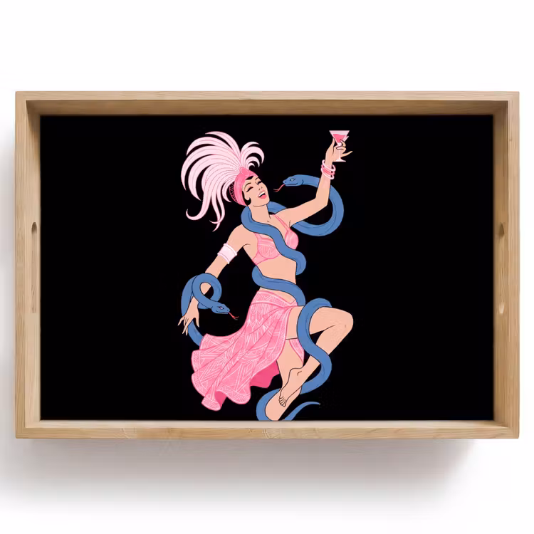 Dienblad - Vrouw - Danseres - Slangen - Art Deco - Roze — 1