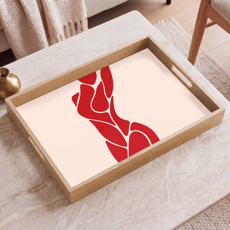 Dienblad - Vrouw - Figuur - Abstract - Modern - Rood — 2