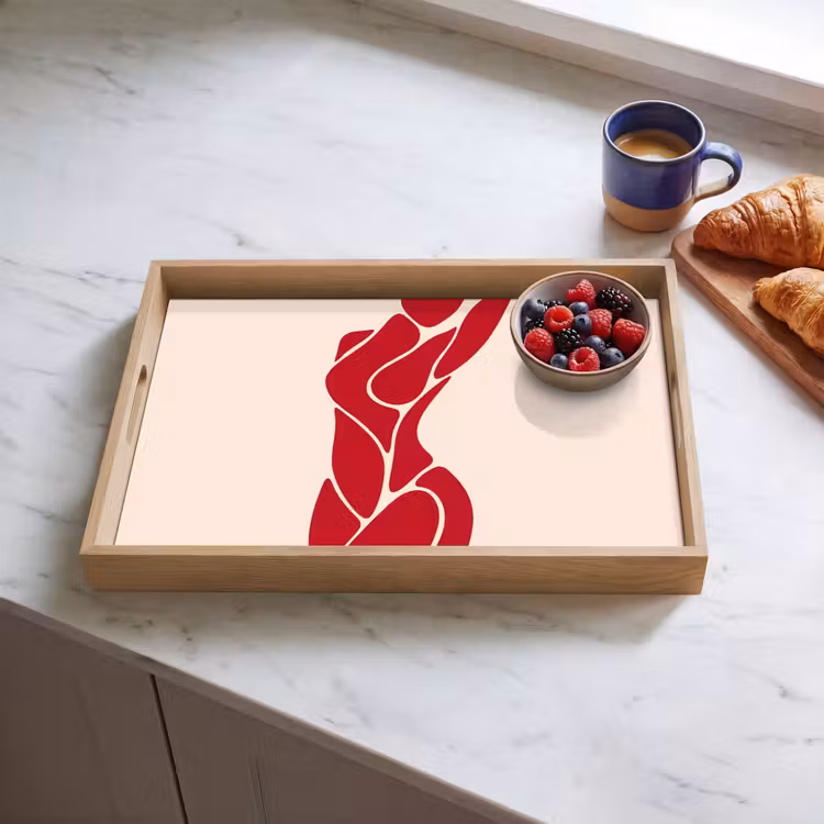Dienblad - Vrouw - Figuur - Abstract - Modern - Rood — 4