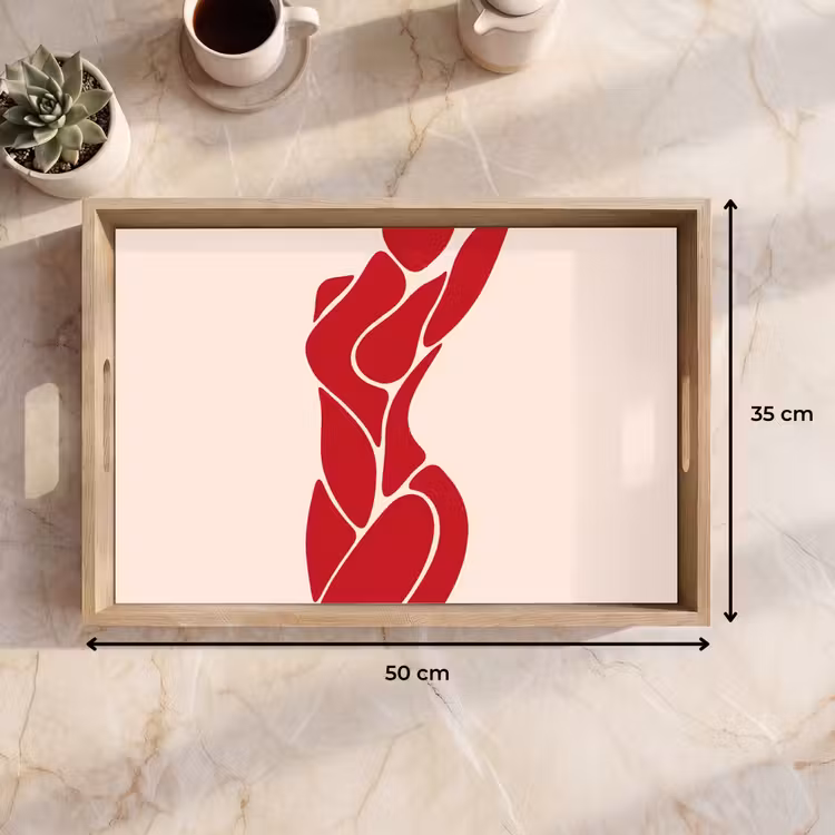 Dienblad - Vrouw - Figuur - Abstract - Modern - Rood — 9