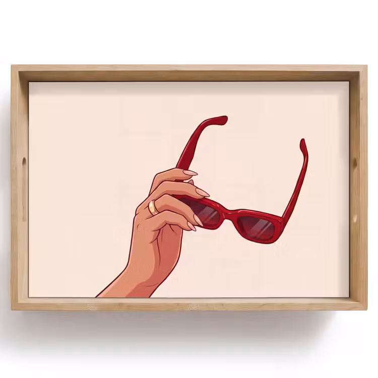 Dienblad - Vrouw - Zonnebril - Mode - Rood - Illustratie — 1