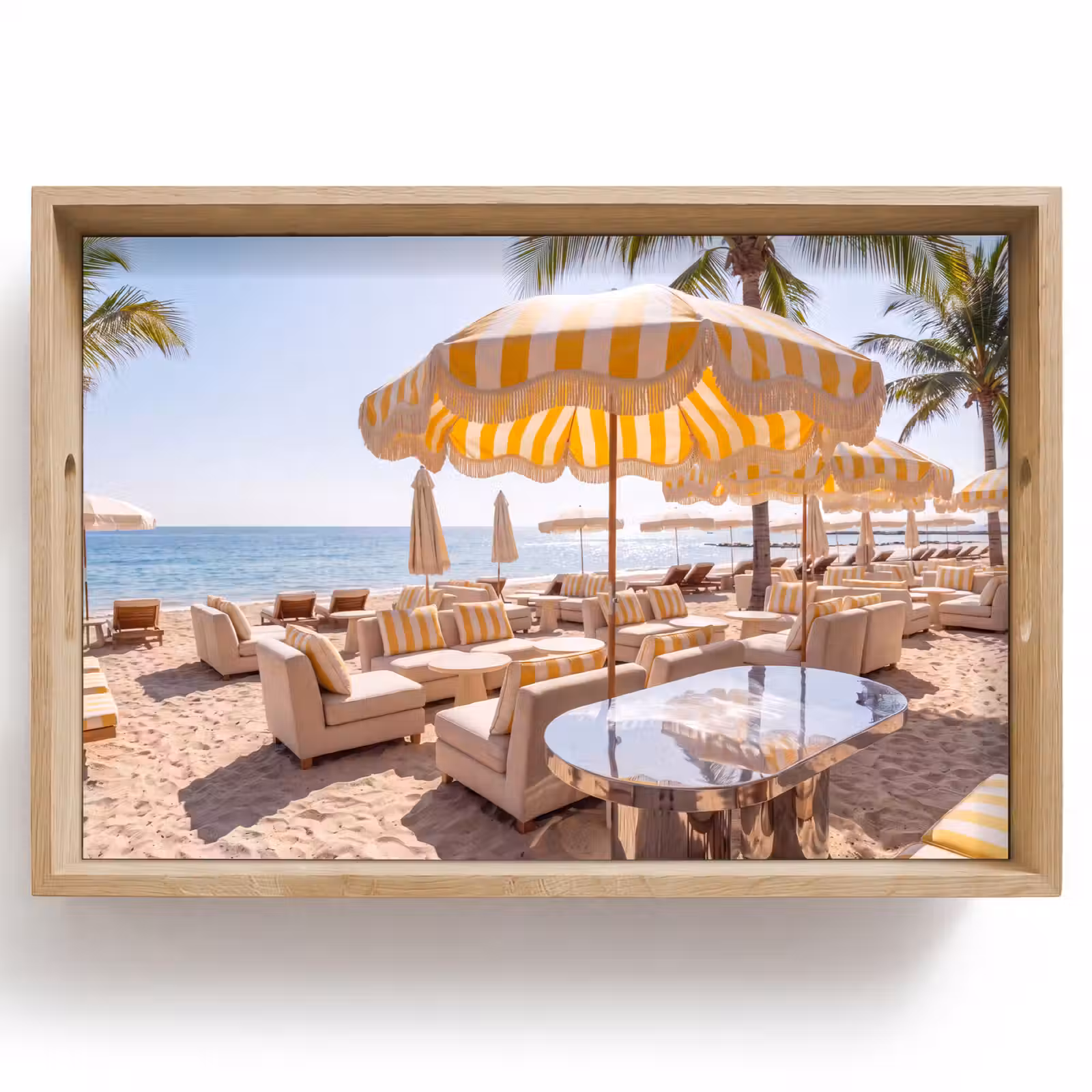 Dienblad - Strand - Ligbedden - Vakantie - Modern - Geel — 1