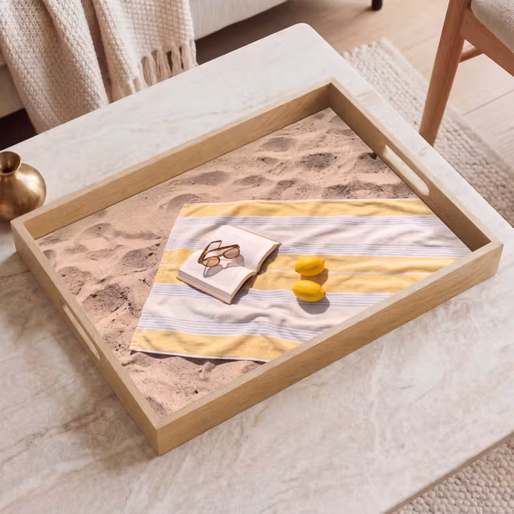 Dienblad - Boek - Zonnebril - Strand - Zomer - Geel — 2