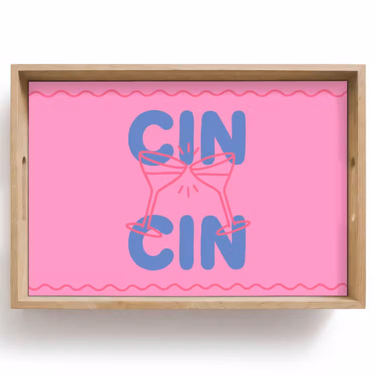 Dienblad - Drank - Glazen - Proost - Modern - Roze — 1