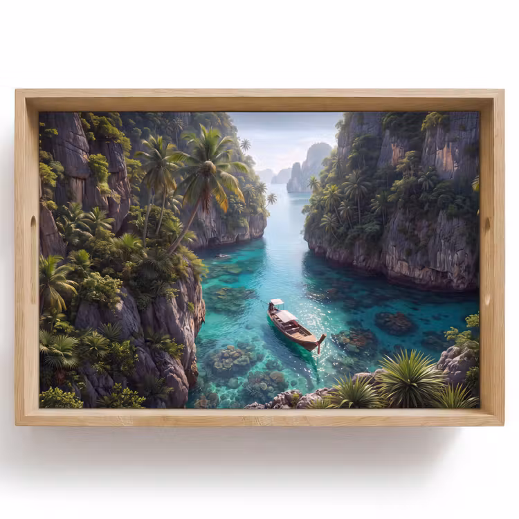 Dienblad - Eiland - Tropisch - Water - Palmbomen - Natuur — 1