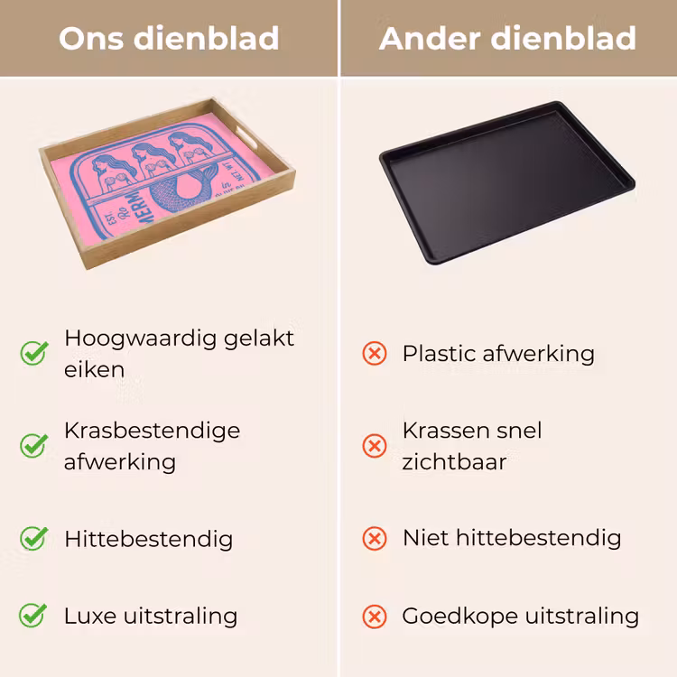 Dienblad - Meermin - Sardineblik - Illustratie - Roze - Retro — 3
