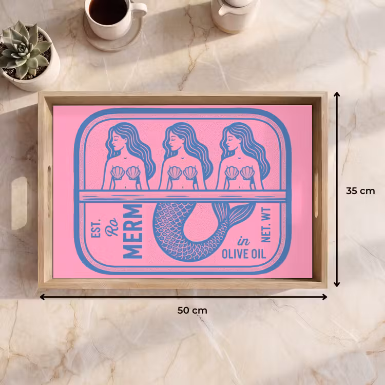 Dienblad - Meermin - Sardineblik - Illustratie - Roze - Retro — 9