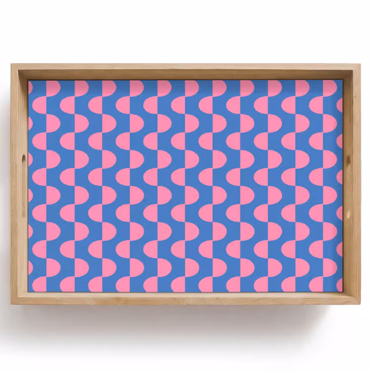 Dienblad - Patroon - Halve cirkels - Abstract - Modern - Roze - Blauw — 1
