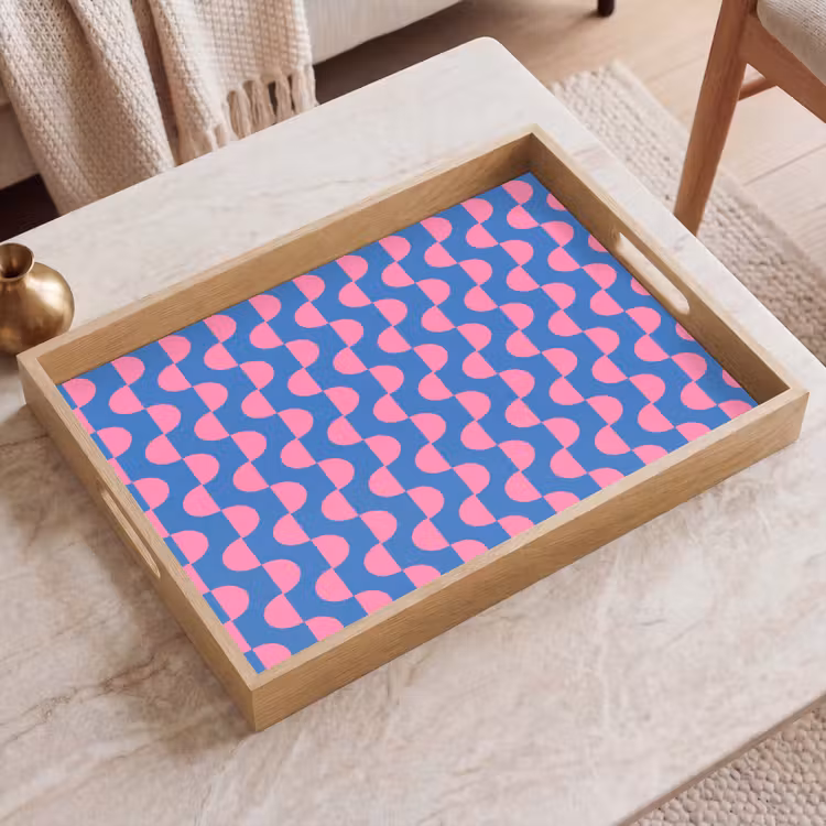 Dienblad - Patroon - Halve cirkels - Abstract - Modern - Roze - Blauw — 2