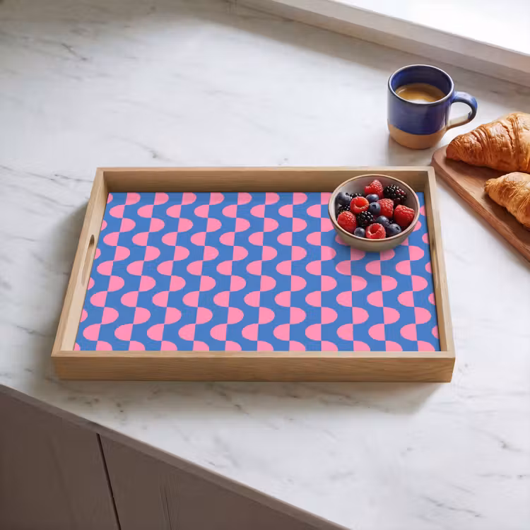 Dienblad - Patroon - Halve cirkels - Abstract - Modern - Roze - Blauw — 4