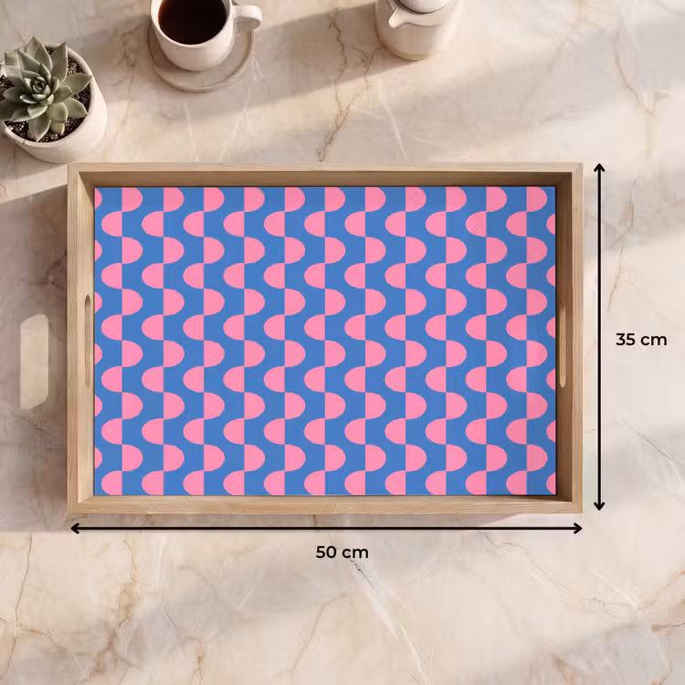Dienblad - Patroon - Halve cirkels - Abstract - Modern - Roze - Blauw — 9