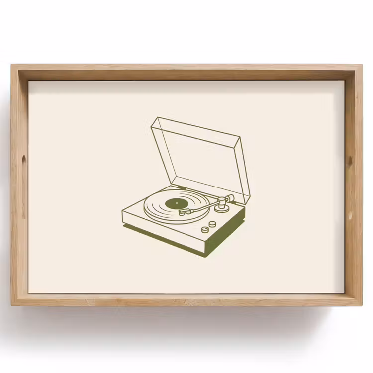 Dienblad - Platenspeler - Vinyl - Muziek - Minimalistisch - Groen — 1