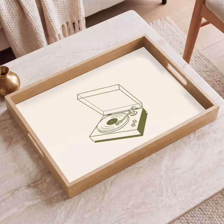 Dienblad - Platenspeler - Vinyl - Muziek - Minimalistisch - Groen — 2