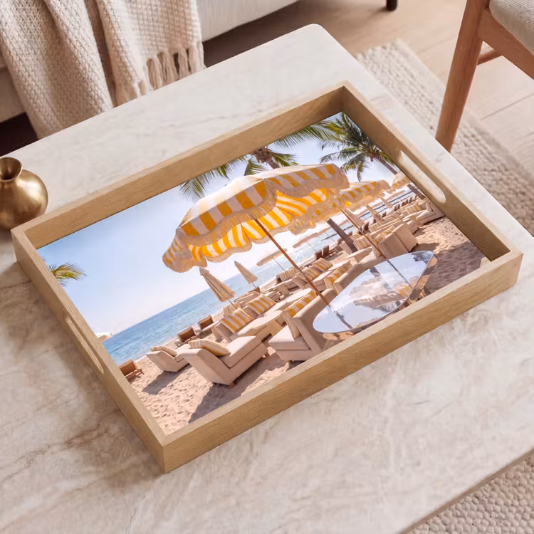 Dienblad - Strand - Ligbedden - Vakantie - Modern - Geel — 2