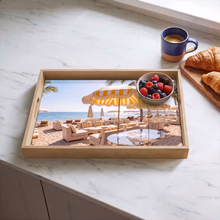 Dienblad - Strand - Ligbedden - Vakantie - Modern - Geel — 4