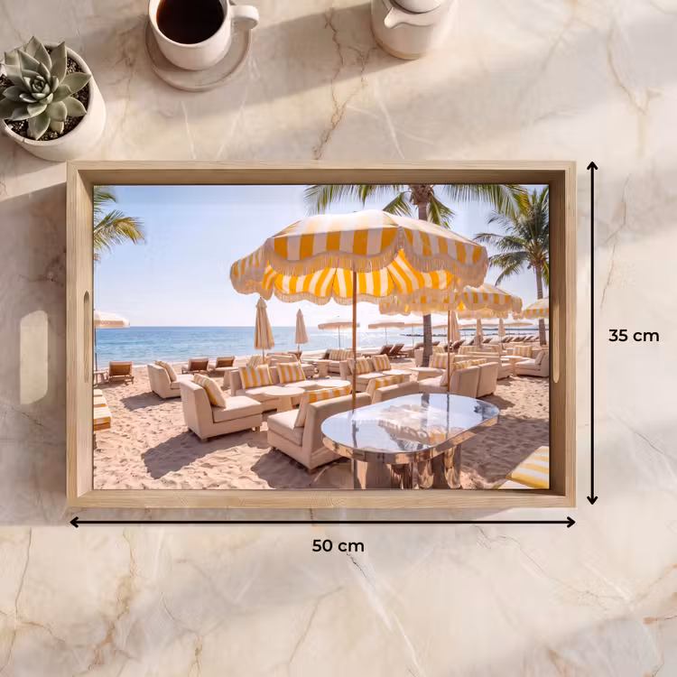 Dienblad - Strand - Ligbedden - Vakantie - Modern - Geel — 9