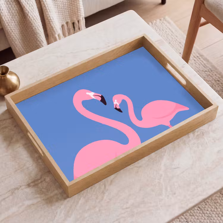 Dienblad - Vogel - Paar - Dieren - Modern - Roze — 2