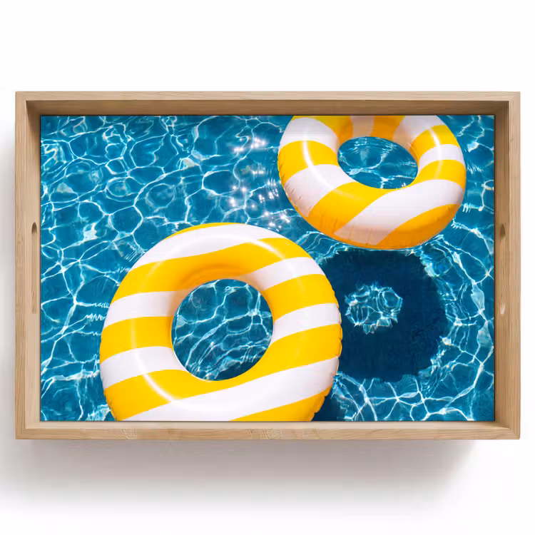 Dienblad - Zwembad - Zwembanden - Zomer - Geel - Blauw — 1
