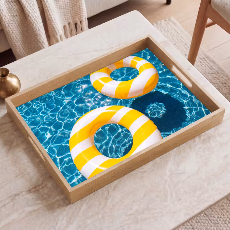 Dienblad - Zwembad - Zwembanden - Zomer - Geel - Blauw — 2