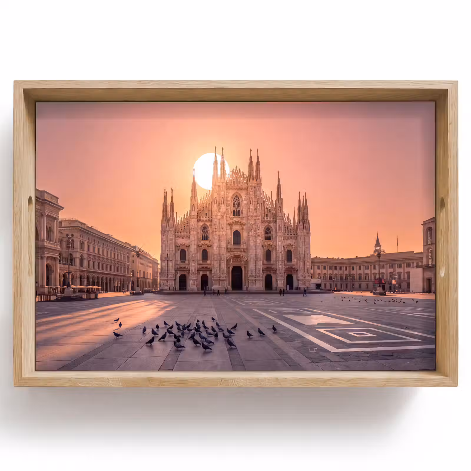 Dienblad - Architectuur - Milaan - Plein - Zonsopgang - Oranje — 1