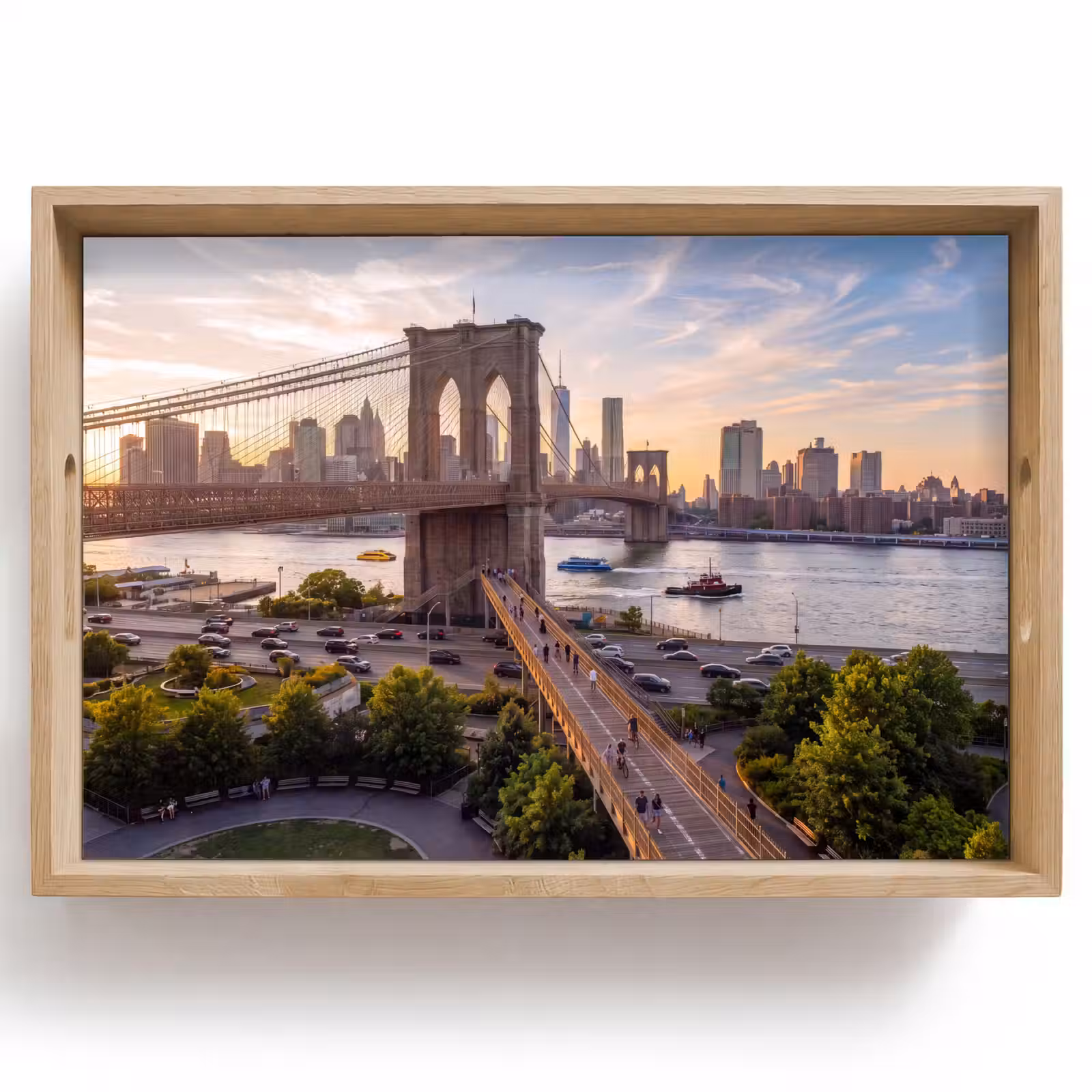 Dienblad - Brug - Rivier - Stad - Zonsondergang - Architectuur — 1