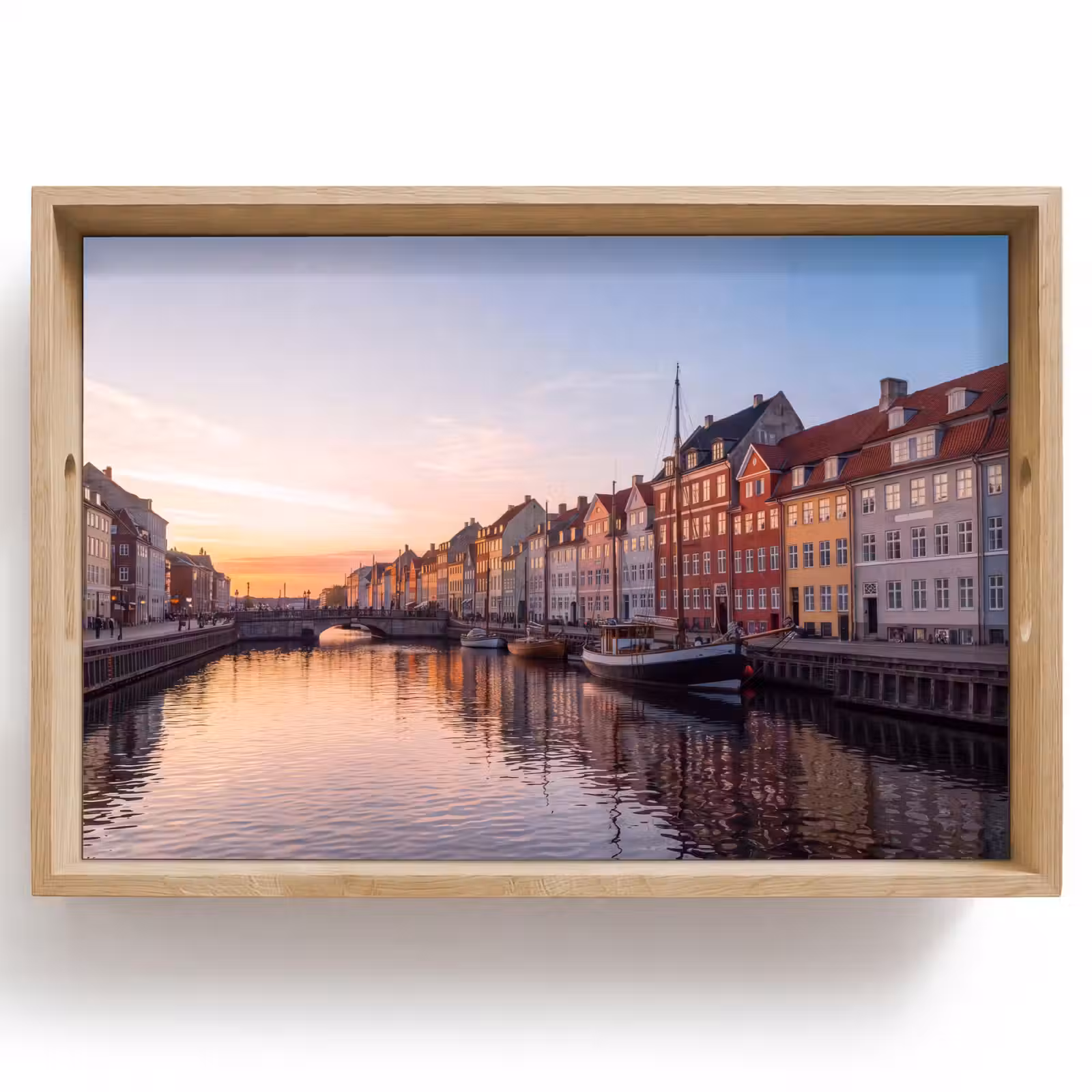 Dienblad - Stad - Gracht - Zonsondergang - Klassiek - Kleurrijk — 1