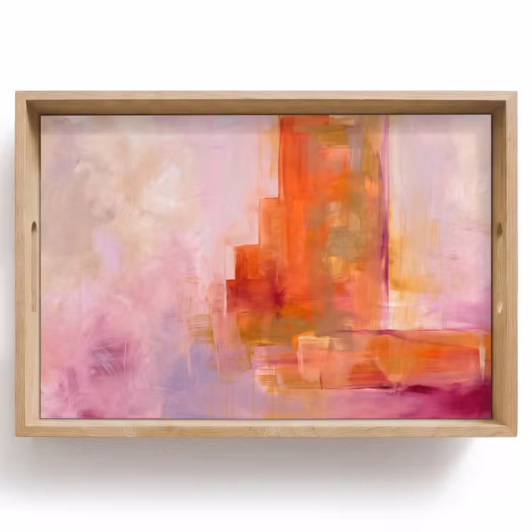 Dienblad - Abstract - Borstelstreken - Kunst - Paars - Goud — 1