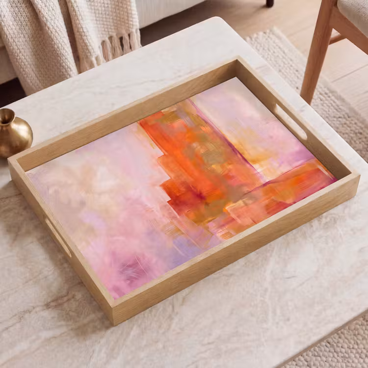 Dienblad - Abstract - Borstelstreken - Kunst - Paars - Goud — 2